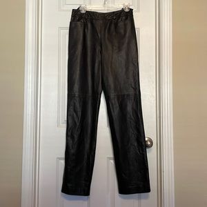 Genuine Leather Straight-Legged Pants